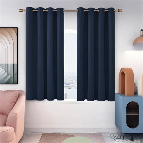 Deconovo Navy Blue Short Blackout Curtains for Kitchen.